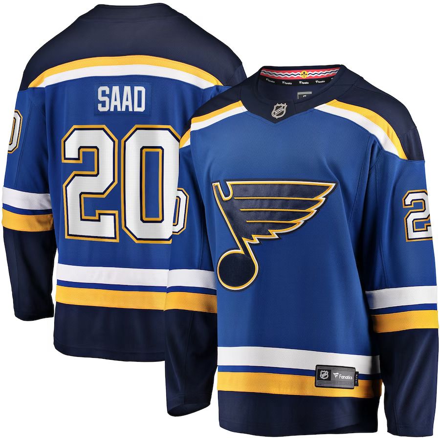 Men St. Louis Blues 20 Brandon Saad Fanatics Branded Blue Home Breakaway Player NHL Jersey